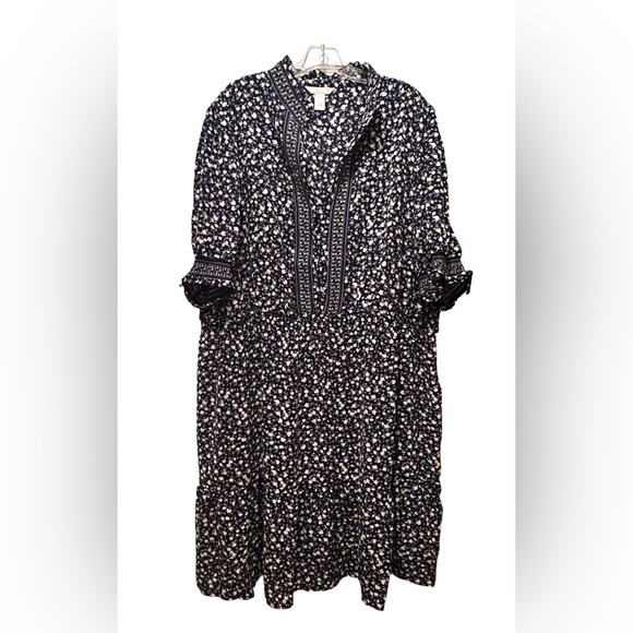 NWT London Times Women’s Plus Size Smocked Pull On MIDI Dress - Picture 3 of 6